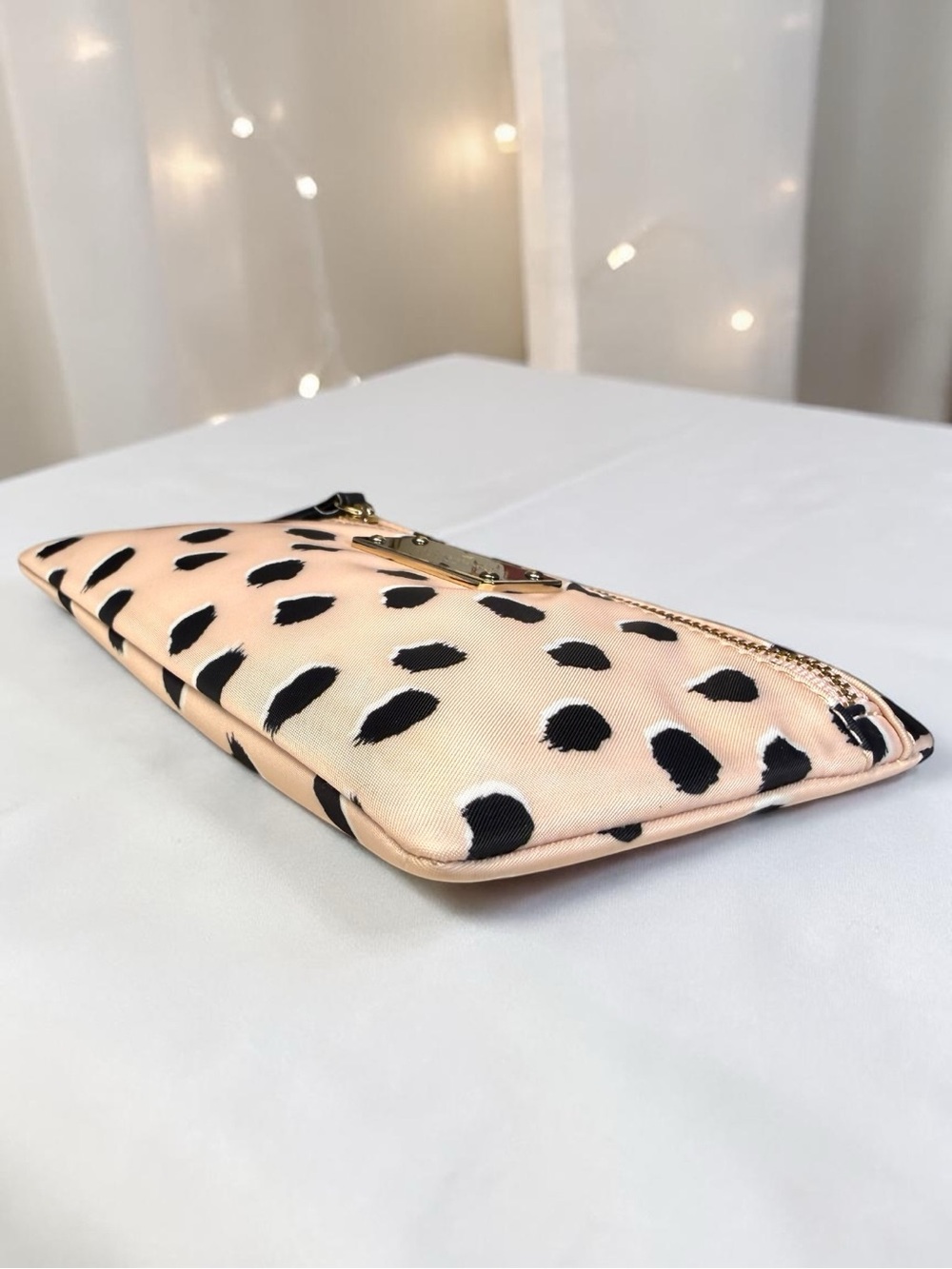Kate Spade ♠️ Polka Dot Nylon Cosmetic Pouch Wristlet Pink Black Zip Clutch ✨NWT - Picture 8 of 10